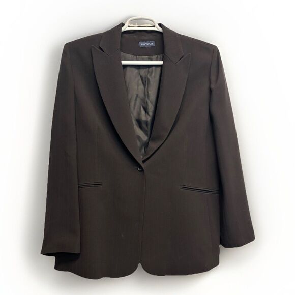 Ann Taylor Jackets & Blazers - Ann Taylor Blazer Suit Jacket Women's Size M Black Pinstriped Offixe Corpcore